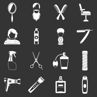 Gri vektör kuaförlük Icons set