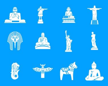 Heykeli mavi simge kümesi vektör