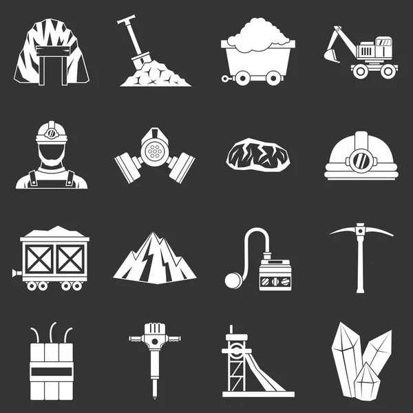 Conjunto de iconos minero vector gris — Vector de stock