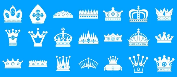 Kroon blauwe pictogram set vector — Stockvector