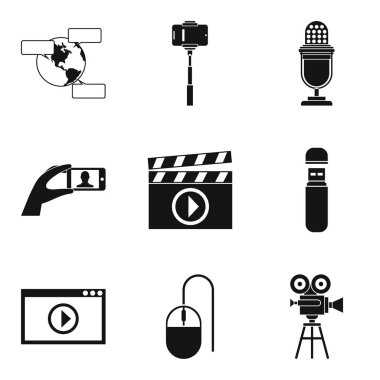 Video parçası Icons set, basit tarzı