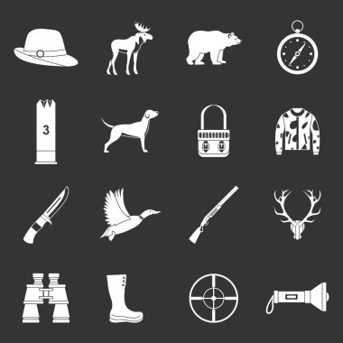 Gri vektör avcılık Icons set