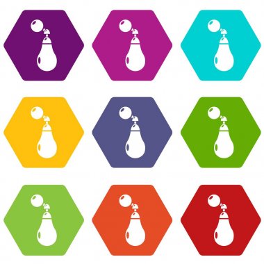 Parfüm şişesi paris Icons set 9 vektör