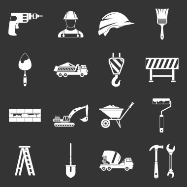 Gri vektör inşaat Icons set