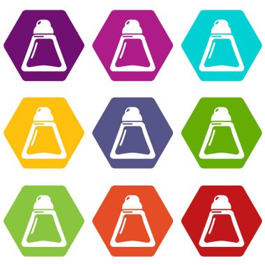 9 vektör parfüm şişe güzellik Icons set