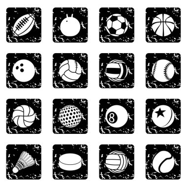 Grunge vektör spor topları Icons set
