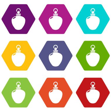 9 vektör parfüm şişe mal Icons set