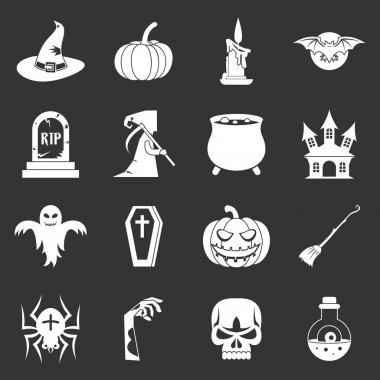 Gri vektör Cadılar Bayramı Icons set