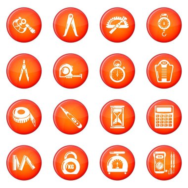 Ölçü hassas Icons set kırmızı vektör