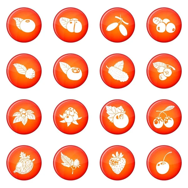 Bessen pictogrammen instellen rode vector — Stockvector