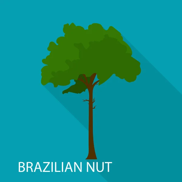 Бразильский орех икона, плоский стиль — стоковый вектор