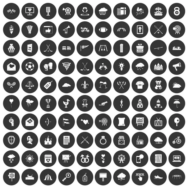 100 šipku ikony nastavit černý kruh — Stockový vektor