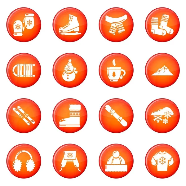 Kırmızı vektör kış giysileri Icons set — Stok Vektör