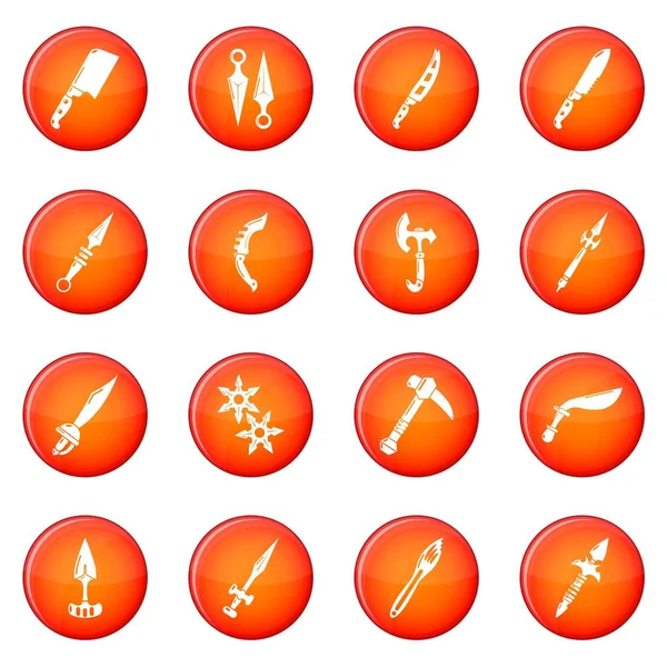 Braccio in acciaio elementi icone set vettore rosso — Vettoriale Stock