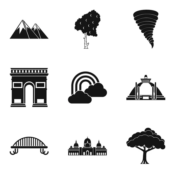 Conjunto de ícones de imagem do mundo, estilo simples — Vetor de Stock