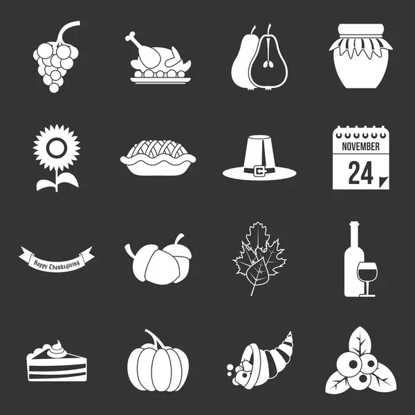 Iconos de Acción de Gracias conjunto vector gris — Vector de stock