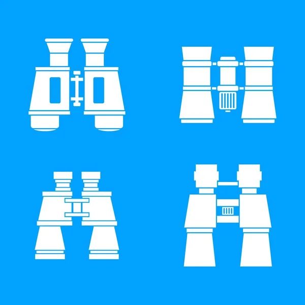 Binoculares icono azul conjunto de vectores — Vector de stock