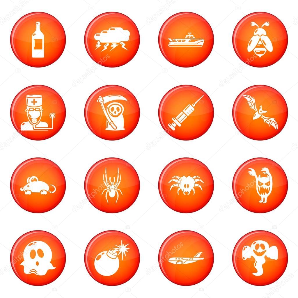 Fears phobias icons set red vector