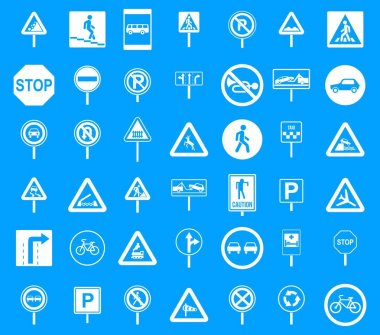 Mavi simge kümesi vektör Road sings