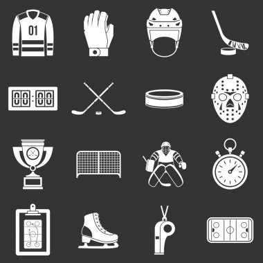 Gri vektör hokey Icons set
