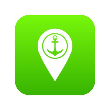 Sembol bağlantı ve deniz limanı ile harita işaretçi simgesi dijital yeşil