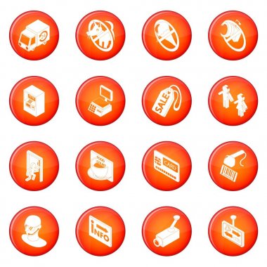 Dükkanı gezinti gıdalar Icons set kırmızı vektör