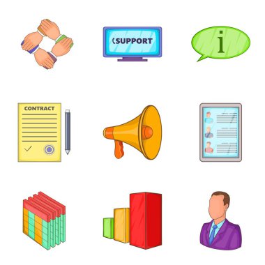 Soğuk çağrı Icons set, karikatür tarzı