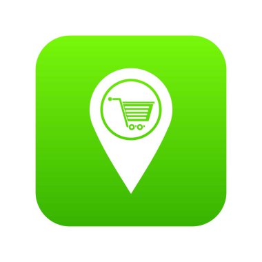 Alışveriş sepeti sembol simge dijital yeşil ile coğrafi etiket