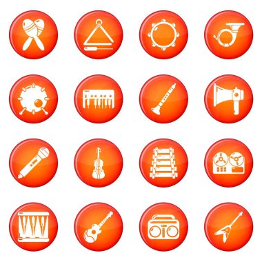 Kırmızı vektör müzik aletleri Icons set