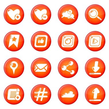 Kırmızı vektör sosyal ağ Icons set