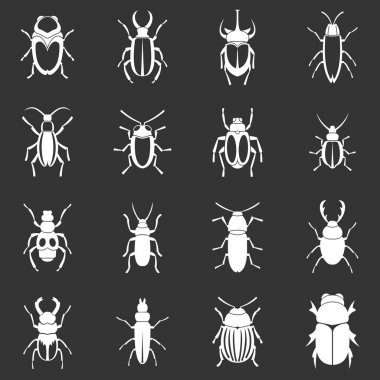 Böcek Icons set gri vektör