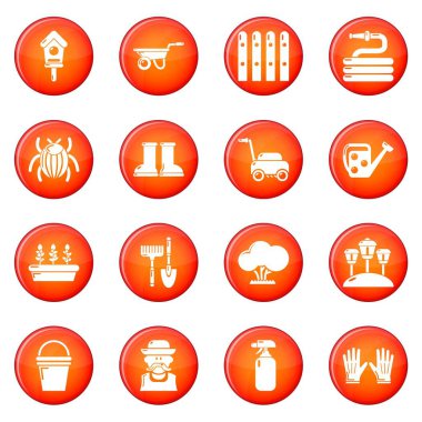 Kırmızı vektör bahçıvan Icons set