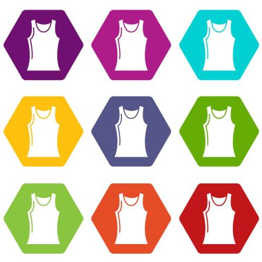 9 vektör kadın t gömlek Icons set