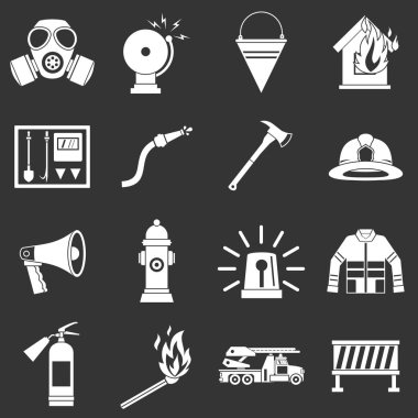 Gri vektör itfaiyeci araçları Icons set