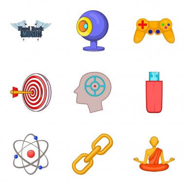 Oyun zaman Icons set, karikatür tarzı