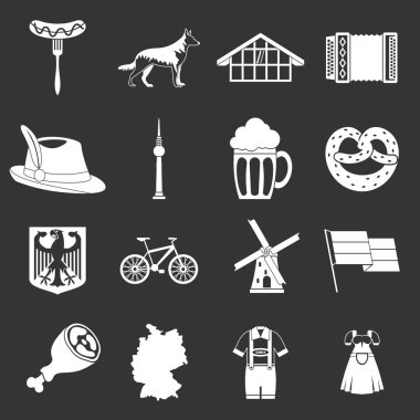 Gri vektör Almanya Icons set