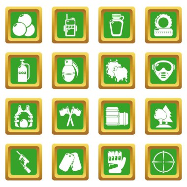 Yeşil kare vektör Paintball Icons set