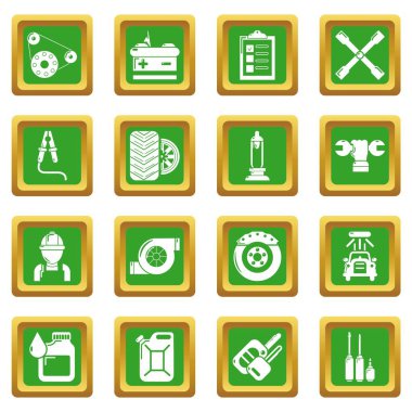 Yeşil kare vektör otomatik onarım Icons set
