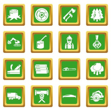 Yeşil kare vektör Kereste Sanayi Icons set