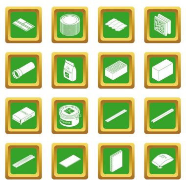 Malzemeler simgeler binada yeşil kare vektör