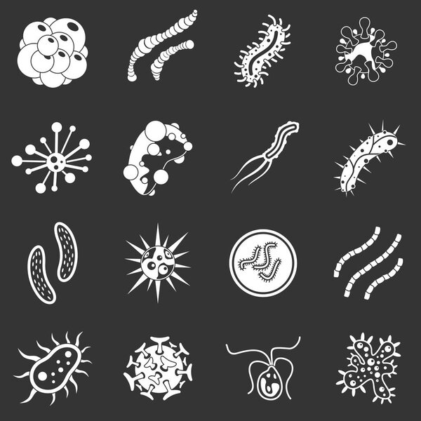 Virus bacteria icons set grey vector