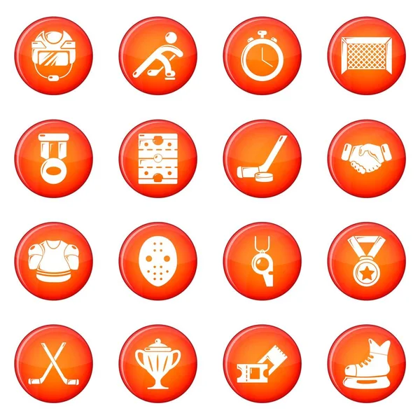 Kırmızı vektör hokey Icons set — Stok Vektör