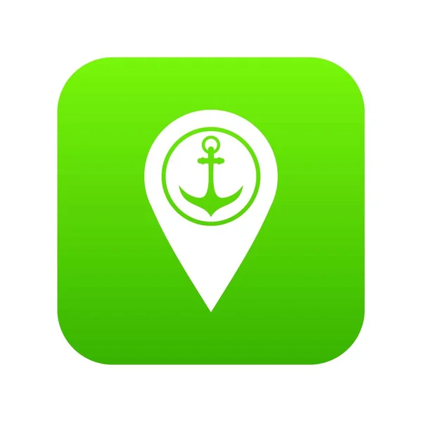 地图指针与符号锚和海港图标数字绿色 — 图库矢量图片