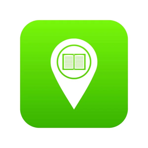 Pointeur de carte avec icône de livre vert numérique — Image vectorielle