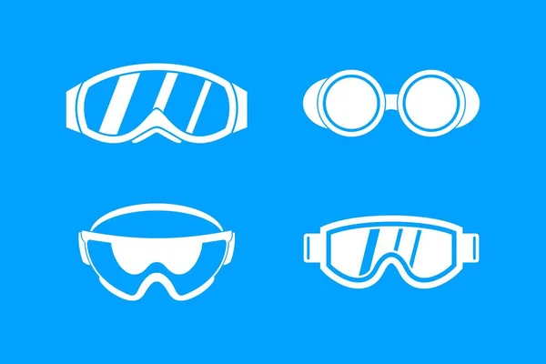 Προστασία γυαλιά εικονίδιο μπλε σετ διάνυσμα — Διανυσματικό Αρχείο
