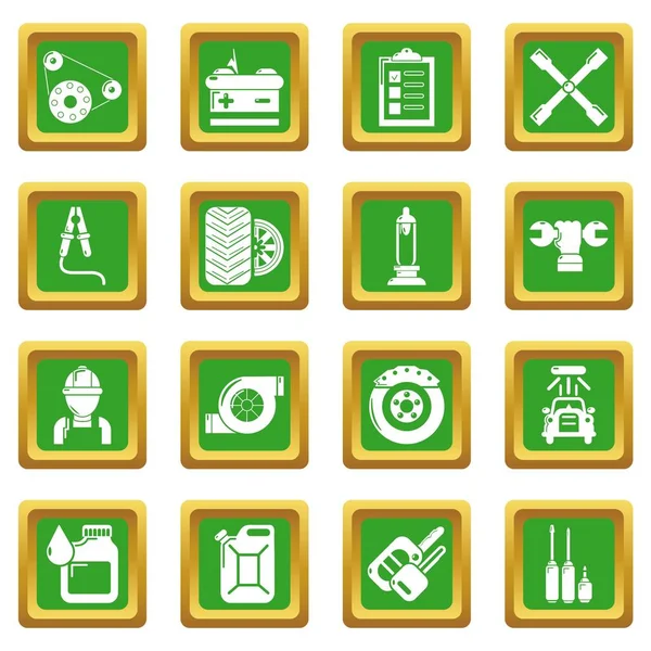 Yeşil kare vektör otomatik onarım Icons set