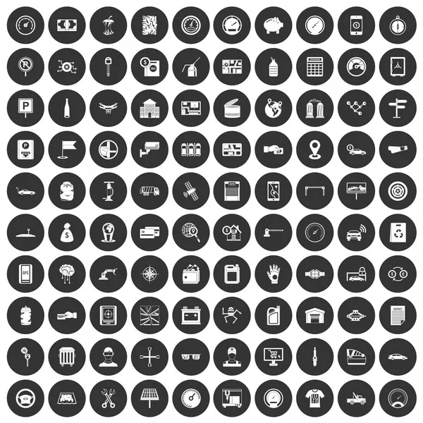 100 auto opravy ikony nastavit černý kruh — Stockový vektor