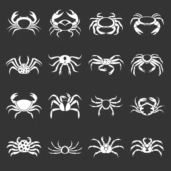 Différentes icônes de crabe ensemble vecteur gris — Image vectorielle