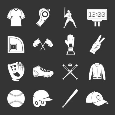 Gri vektör beyzbol Icons set