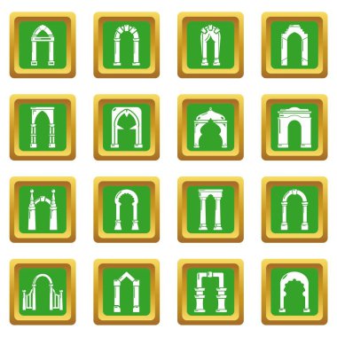 Kemer türleri simgeler kümesi yeşil kare vektör